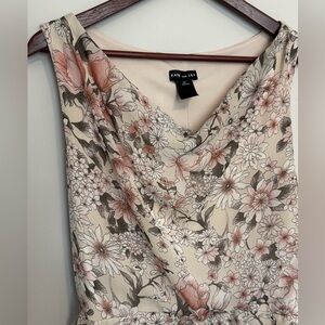 Kate And Lily Women’s Floral Maxi Dress Size 12 Cream Cottagecore Cowl Prairie